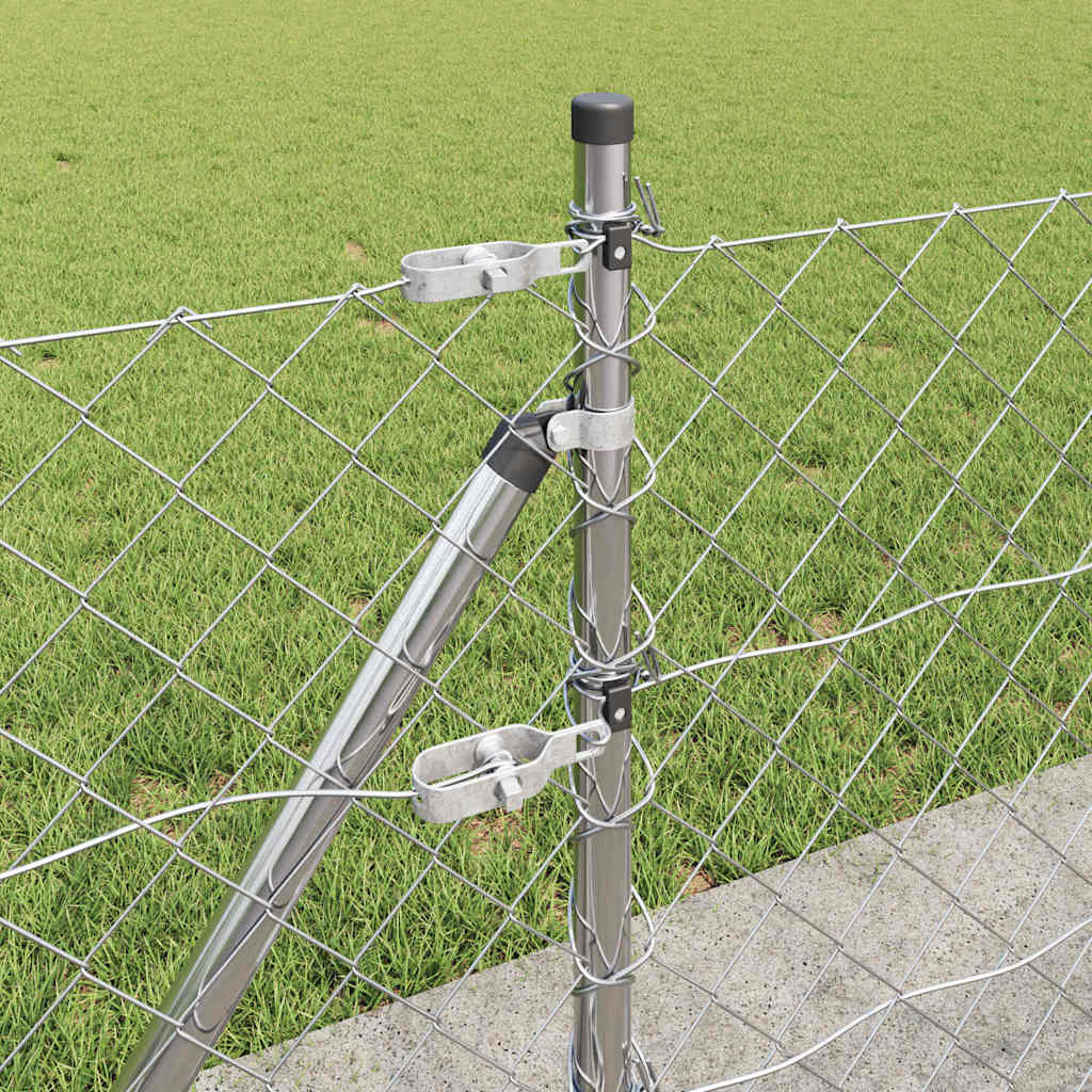 Kettengliedzaun mit Pfosten Silber 0,6 x 10 m Stahl